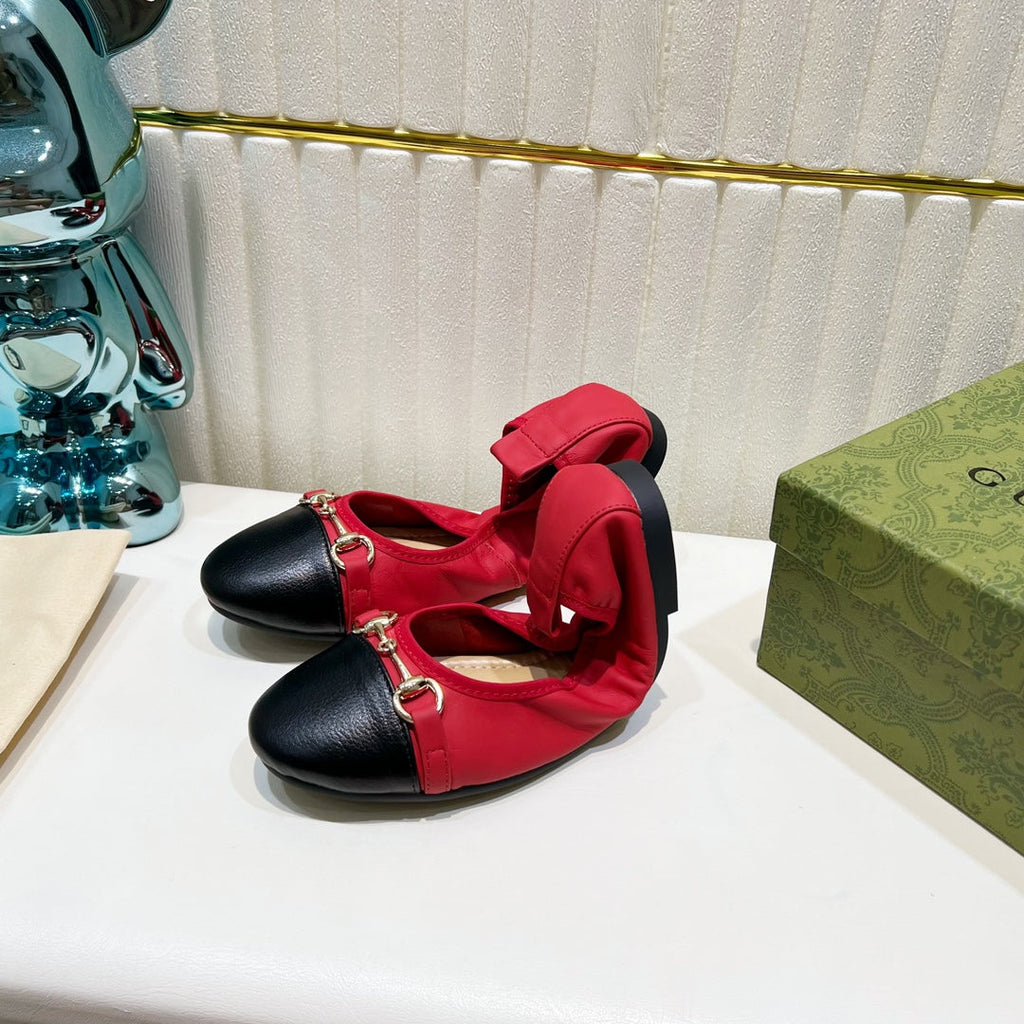 GUCCI BALLET SUPER SLIM BUCKLE BLACK AND CRIMSON LAMBSKIN