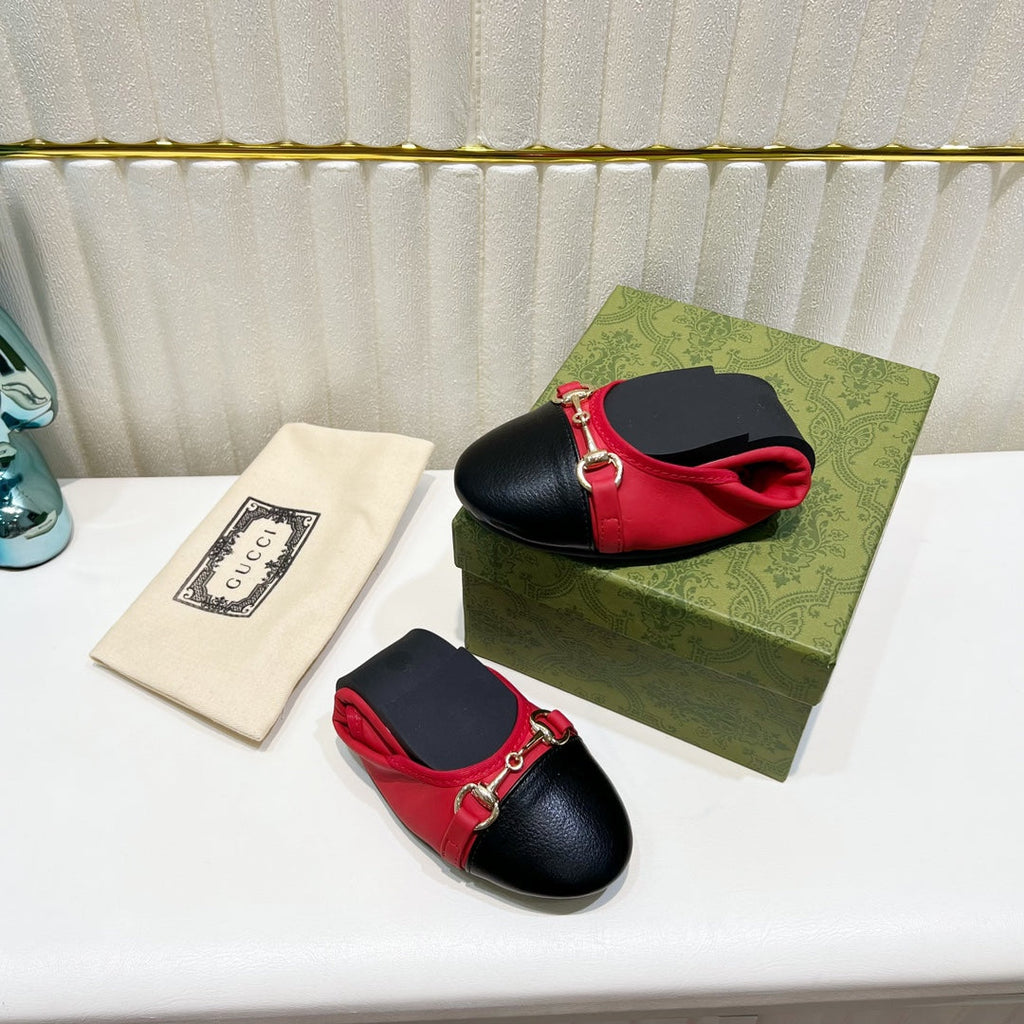 GUCCI BALLET SUPER SLIM BUCKLE BLACK AND CRIMSON LAMBSKIN