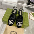 GUCCI CRYSTALS SLINGBACK BALLET BLACK CALFSKIN