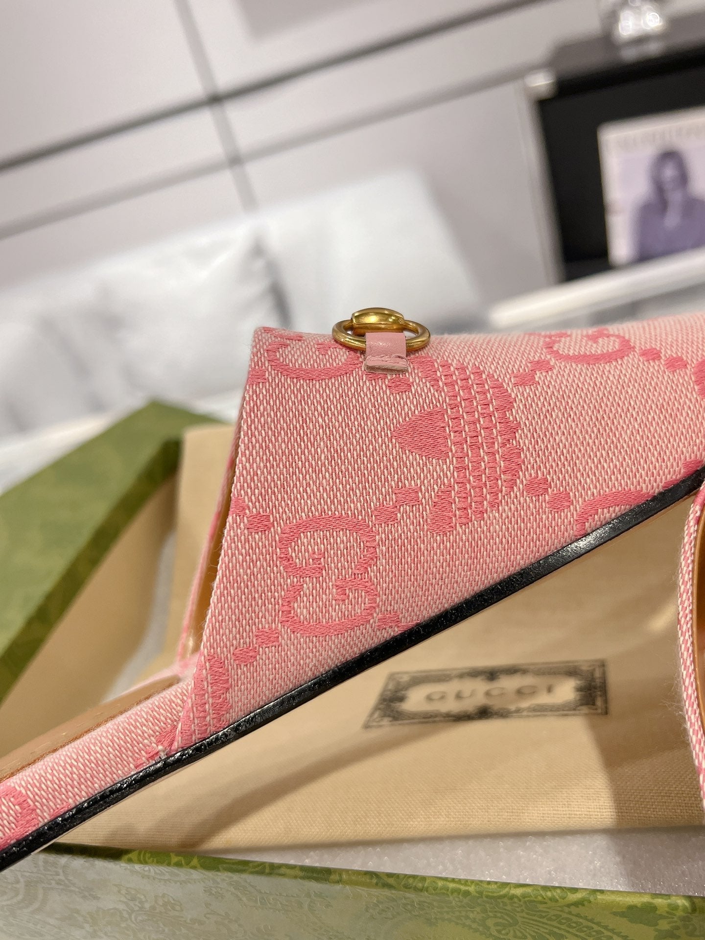 GUCCI & ADIDAS MULE HORSEBIT BUCKLE LIGHT PINK CANVAS