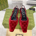 GUCCI SLINGBACK FLATS CHERRY VELVET