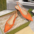GUCCI HORSEBIT SLINGBACK BALLET FLAT ORANGE CANVAS