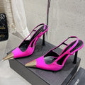 LOUIS VUITTON HIGH HEEL 10 CM SLINGBACK IN BRIGHT PINK CALFSKIN WITH GOLD HARDWARE