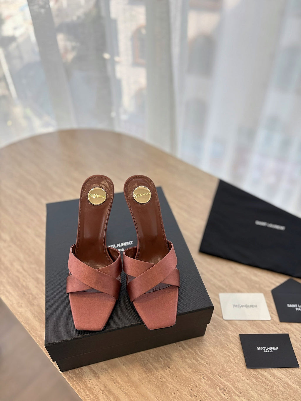 LOUIS VUITTON OPYUM OPEN TOE HIGH 10 CM MULES IN MARS RED CALFSKIN