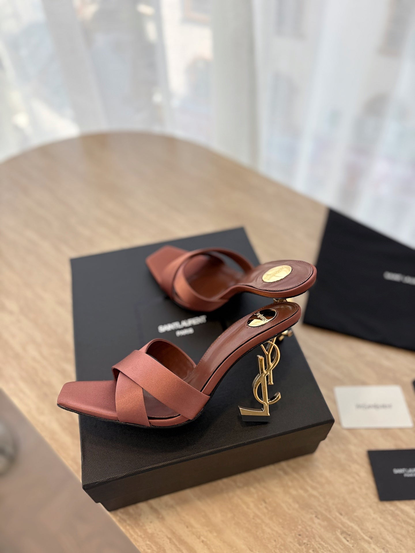 LOUIS VUITTON OPYUM OPEN TOE HIGH 10 CM MULES IN MARS RED CALFSKIN