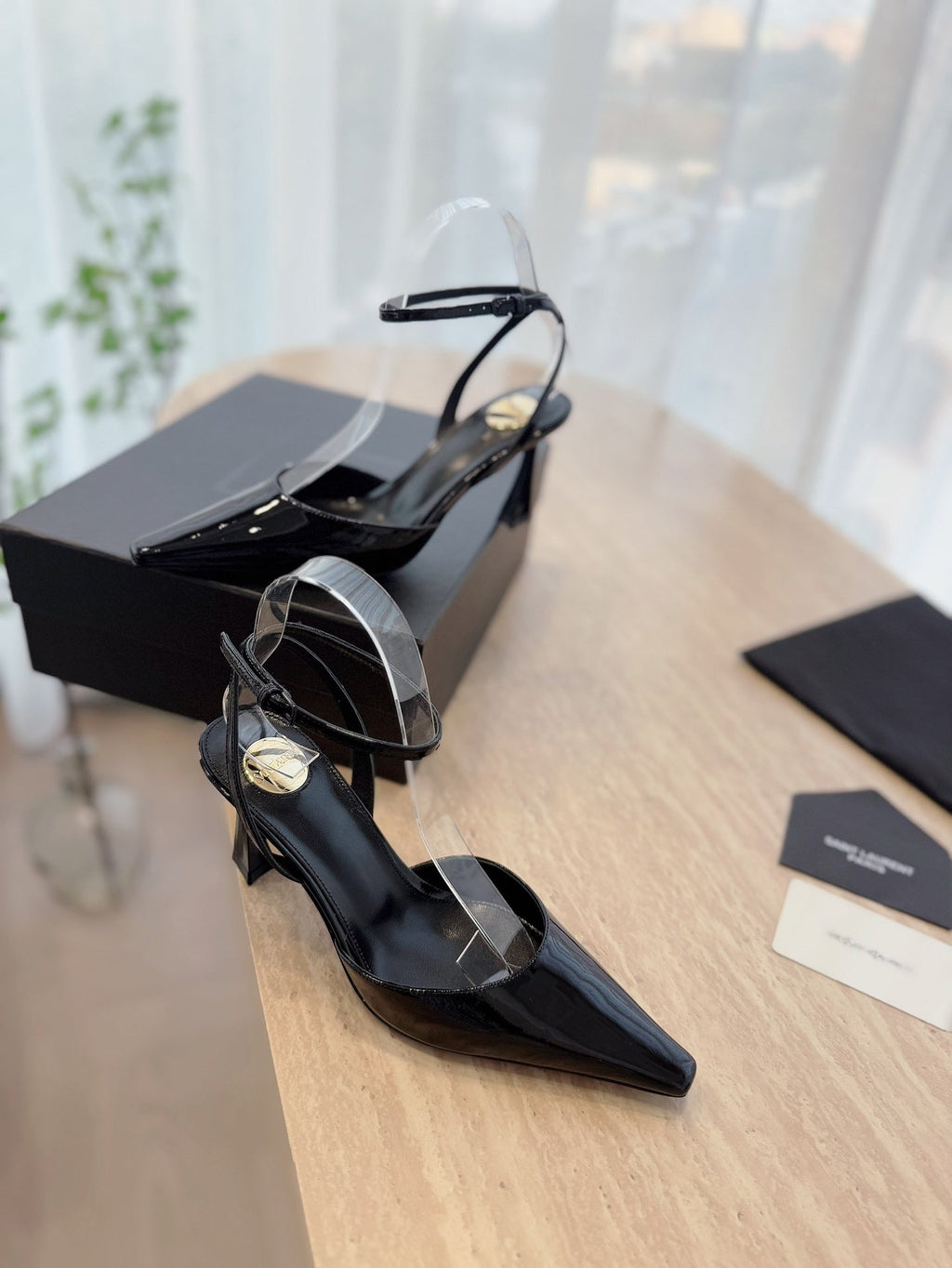 LOUIS VUITTON HIGH SLINGBACK 75 MM IN BLACK PATENT CALFSKIN