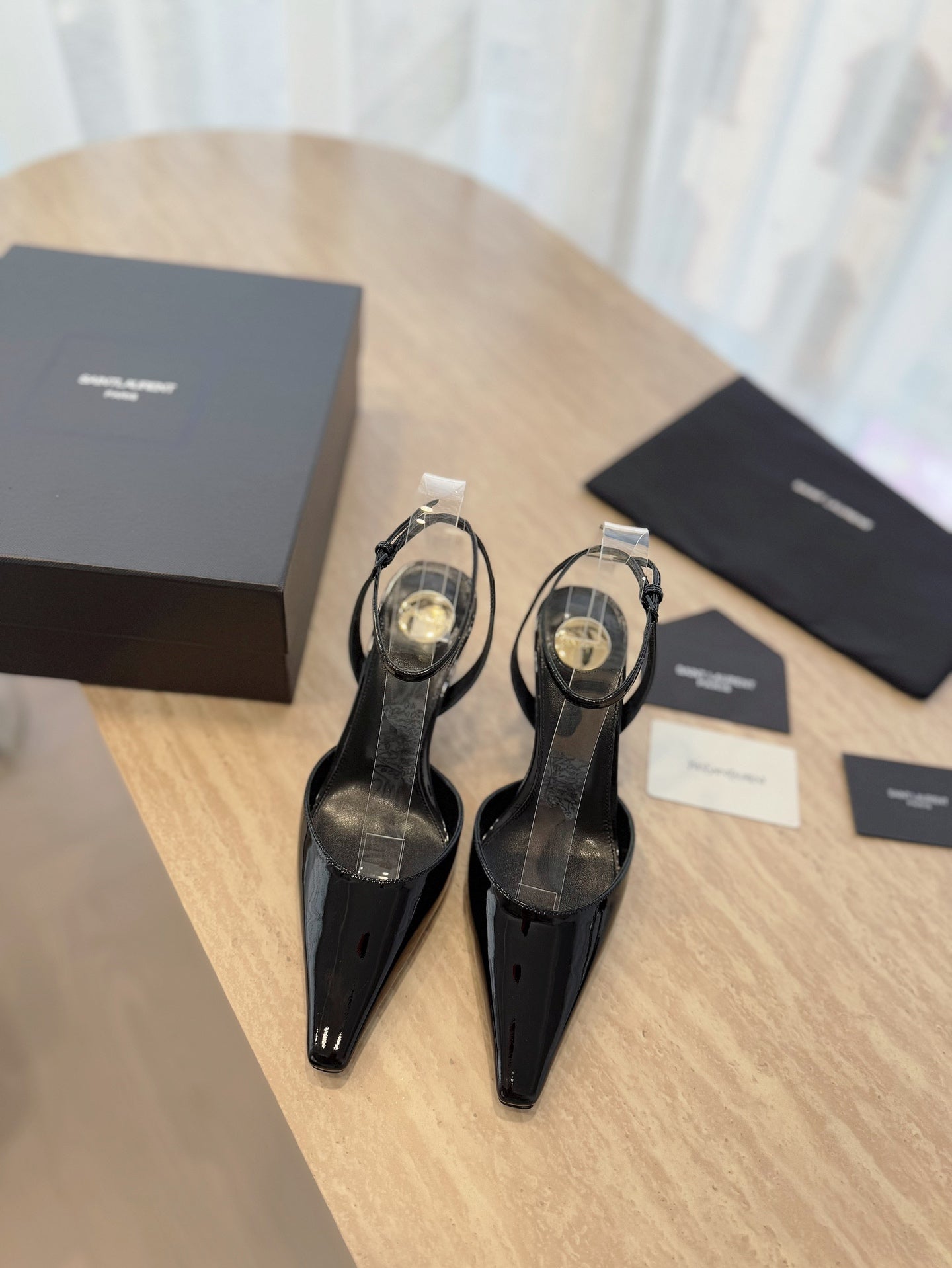 LOUIS VUITTON HIGH SLINGBACK 75 MM IN BLACK PATENT CALFSKIN