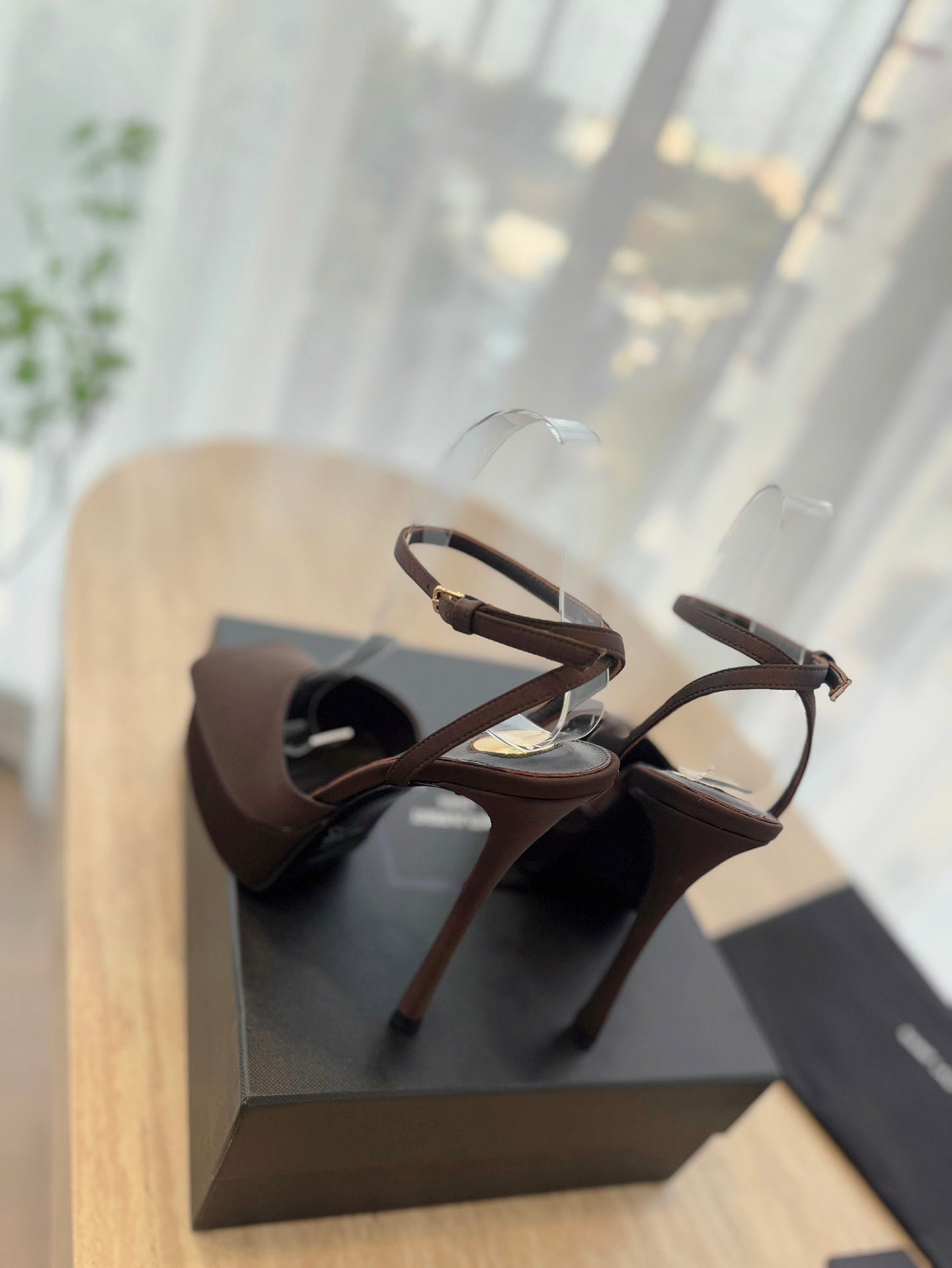 LOUIS VUITTON LA SCANDALE HIGH 14 CM PLATFORM SANDALS IN CHOCOLATE BROWN SATIN CREPE