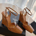 LOUIS VUITTON LA SCANDALE HIGH 10 CM WEDGE SANDALS IN BRONZE BROWN PATENT LEATHER