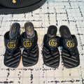 GUCCI THONG SANDALS 55 BLACK CALKSKIN