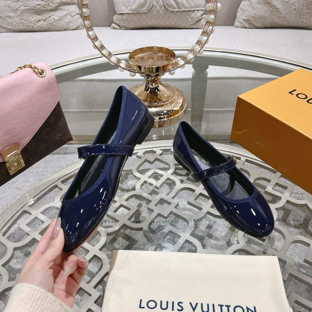 LOUIS VUITTON MARY JANE SHOES IN AEGEAN BLUE PATENT CALFSKIN
