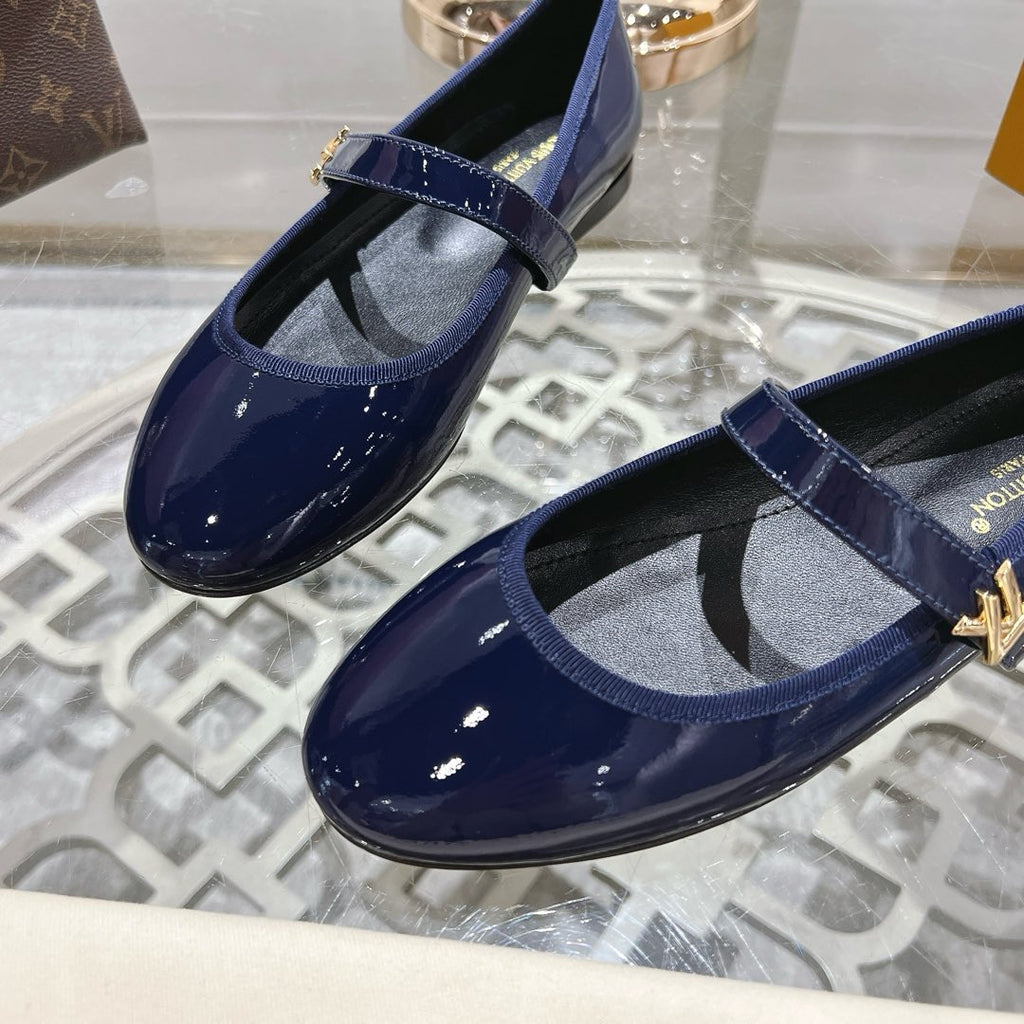 LOUIS VUITTON MARY JANE SHOES IN AEGEAN BLUE PATENT CALFSKIN