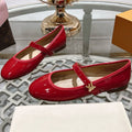 LOUIS VUITTON MARY JANE SHOES IN CHERRY RED PATENT CALFSKIN