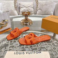 LOUIS VUITTON ISOLA FLAT SLIDE IN VIVID ORANGE CALFSKIN