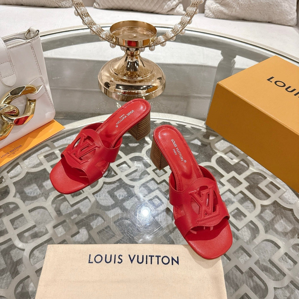 LOUIS VUITTON ISOLA HIGH 55 MM MULE IN CHERRY RED CALFSKIN