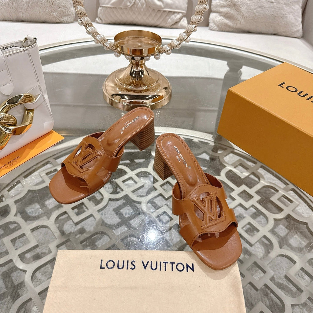 LOUIS VUITTON ISOLA HIGH 55 MM MULE IN BRONZE BROWN CALFSKIN