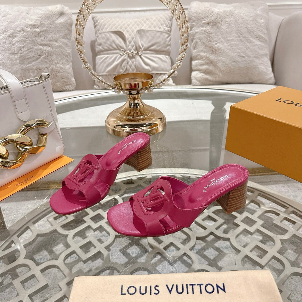 LOUIS VUITTON ISOLA HIGH 55 MM MULE IN DARK PINK CALFSKIN