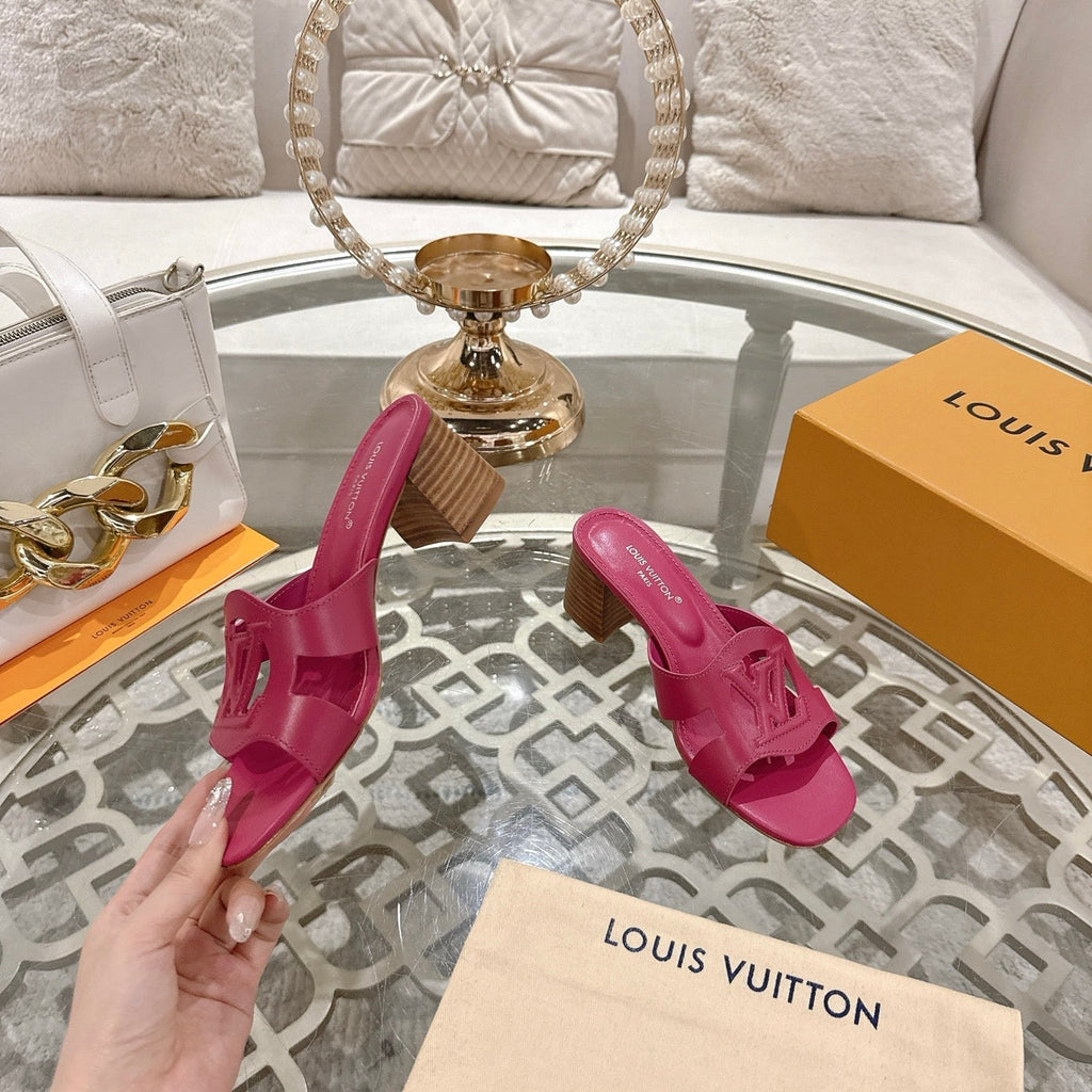 LOUIS VUITTON ISOLA HIGH 55 MM MULE IN DARK PINK CALFSKIN