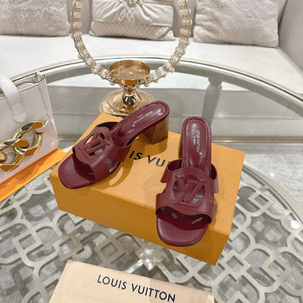LOUIS VUITTON ISOLA HIGH 55 MM MULE IN JAM RED CALFSKIN