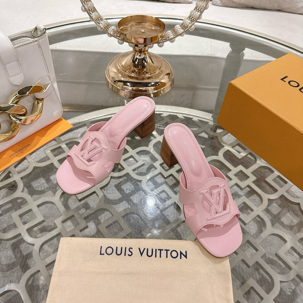 LOUIS VUITTON ISOLA HIGH 55 MM MULE IN PASTEL PINK CALFSKIN