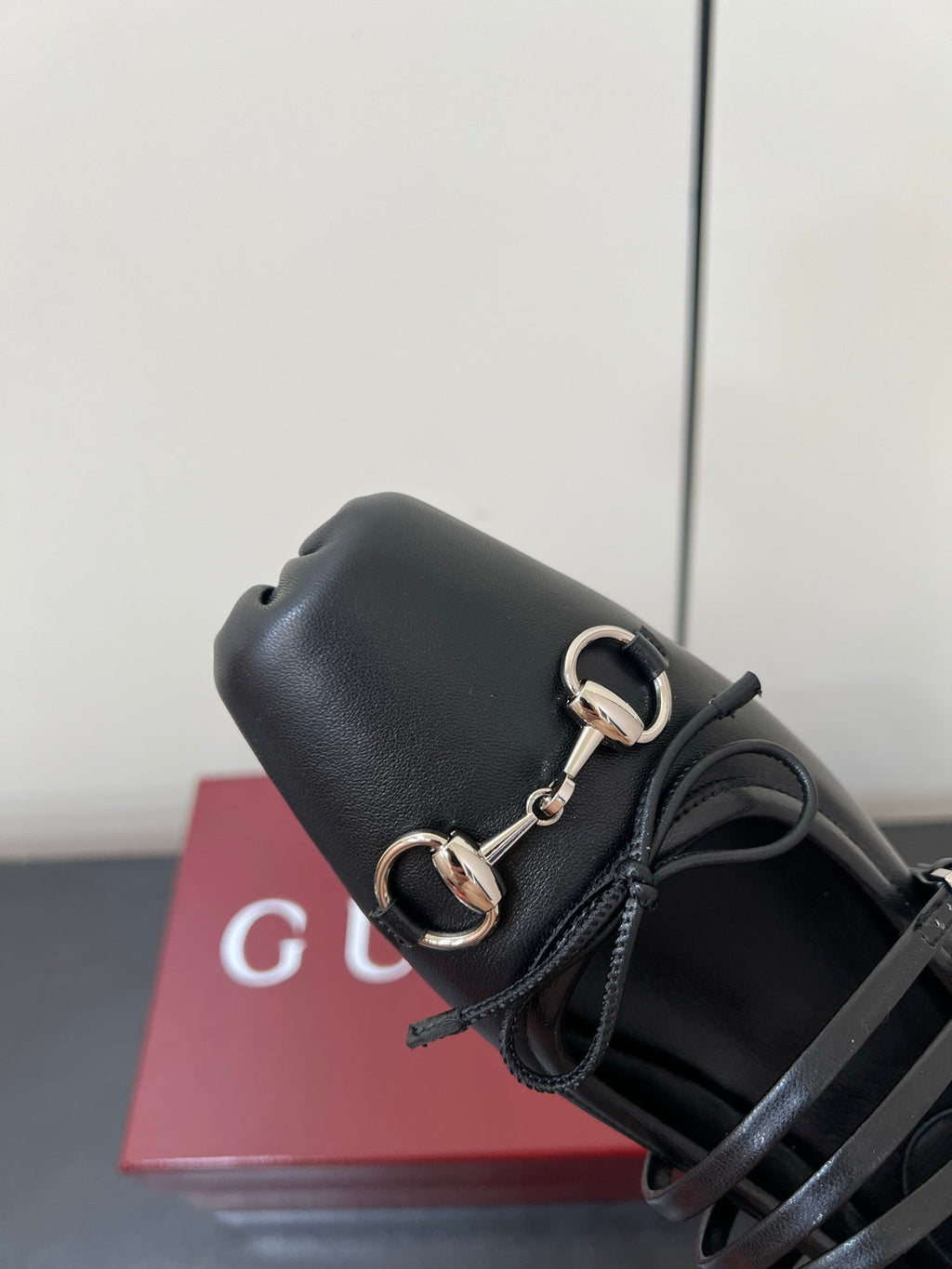 GUCCI MARY JANE 25S IN BLACK LAMBSKIN WITH SILVER HARDWARE