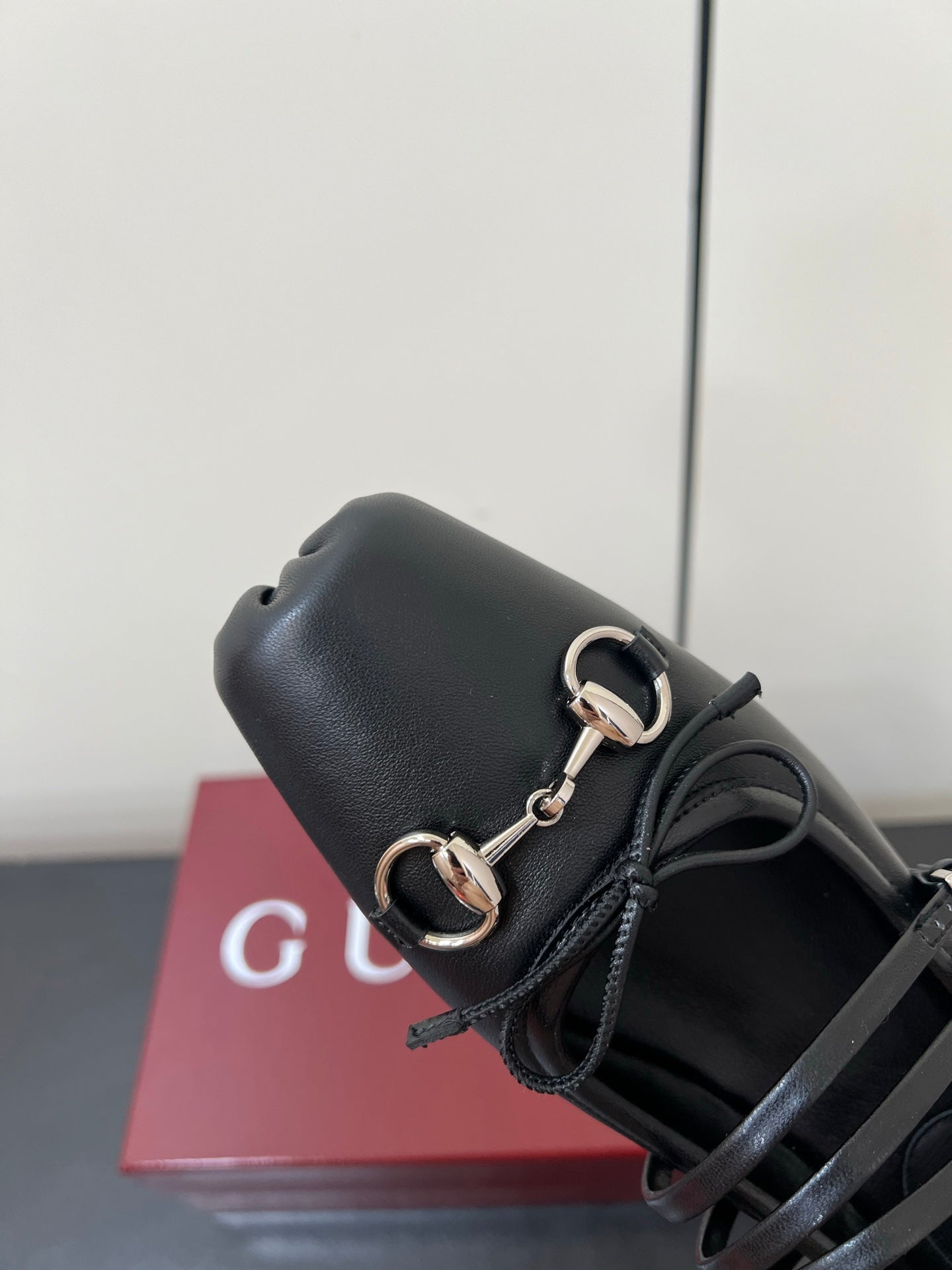 GUCCI MARY JANE 25S IN BLACK LAMBSKIN WITH SILVER HARDWARE