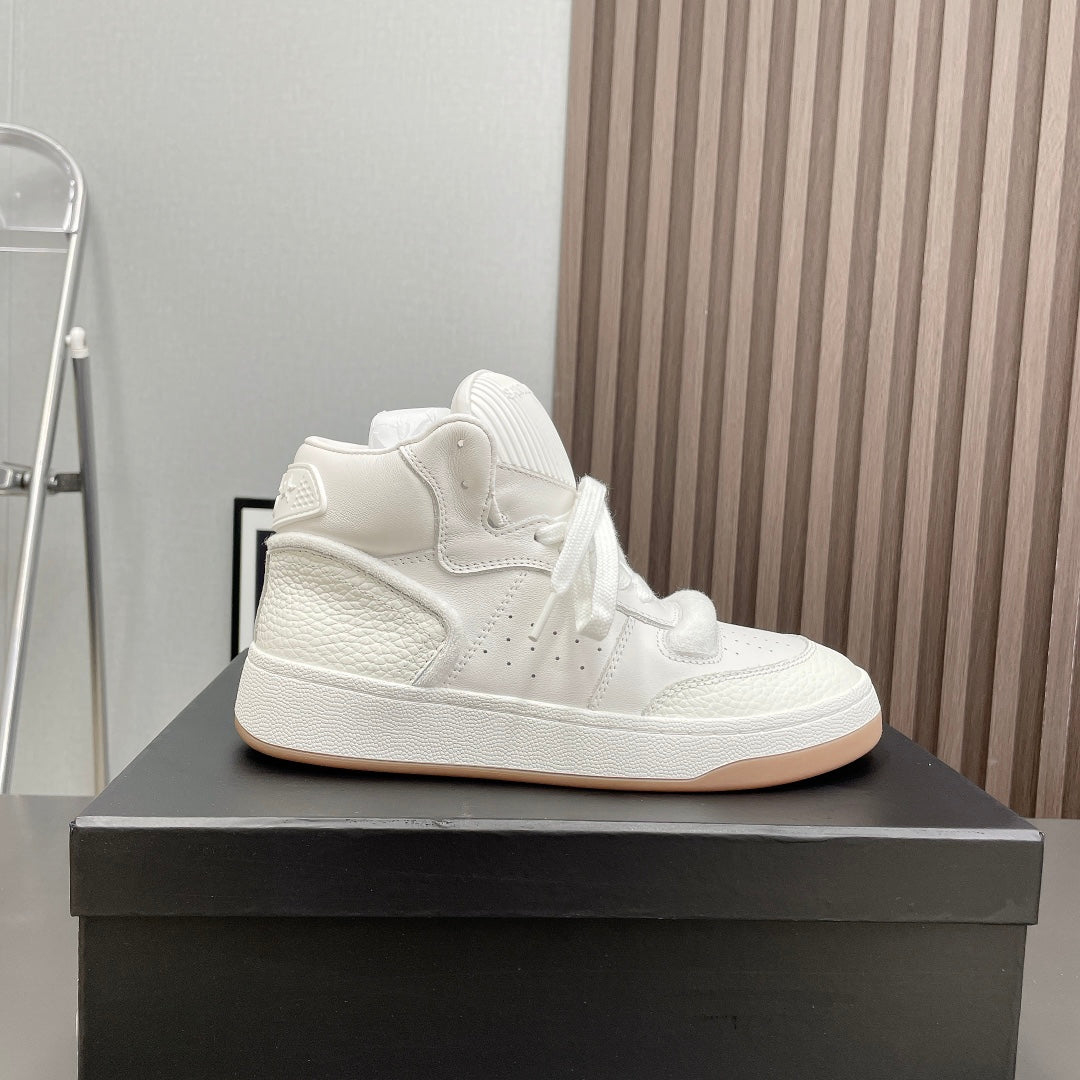 LOUIS VUITTON HIGH-TOP SNEAKERS IN WHITE CALFSKIN