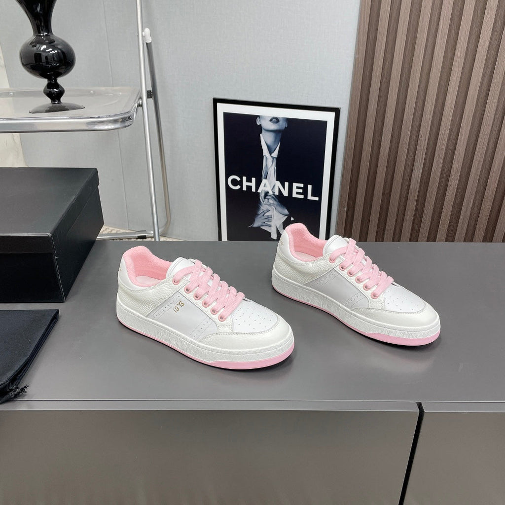LOUIS VUITTON SL/61 SNEAKERS IN WHITE MIX LIGHT PINK CALFSKIN