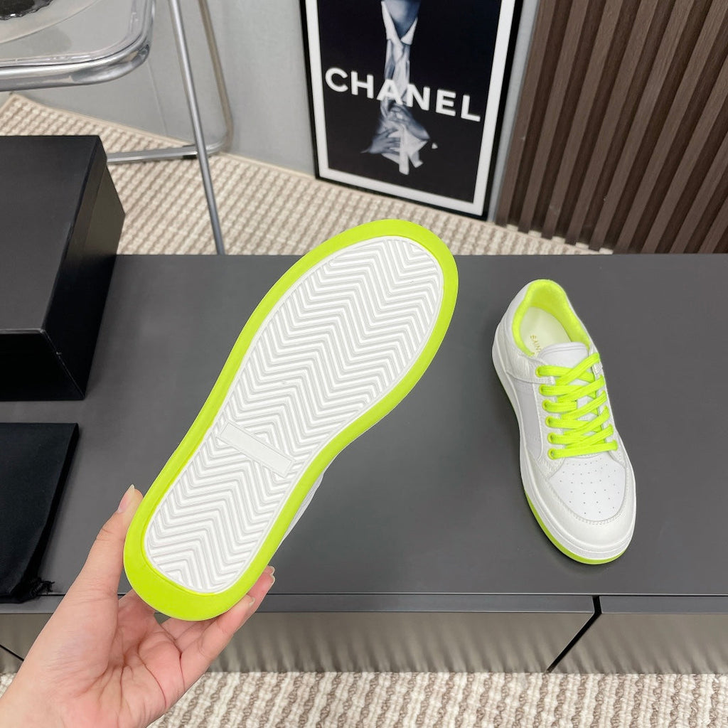 LOUIS VUITTON SL/61 SNEAKERS IN WHITE MIX NEON YELLOW CALFSKIN