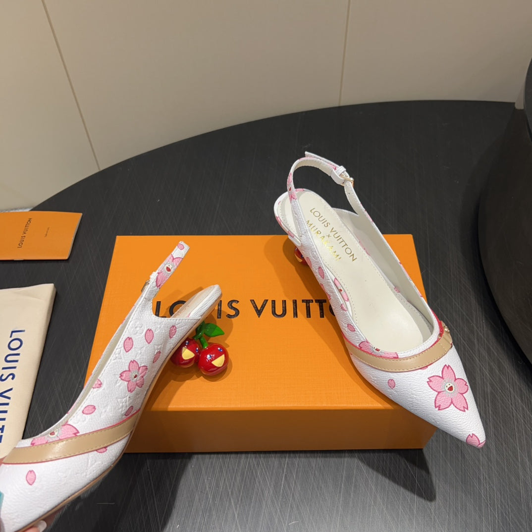 LOUIS VUITTON LV HIGH SLINGBACK 25S 55 MM IN WHITE CALFSKIN