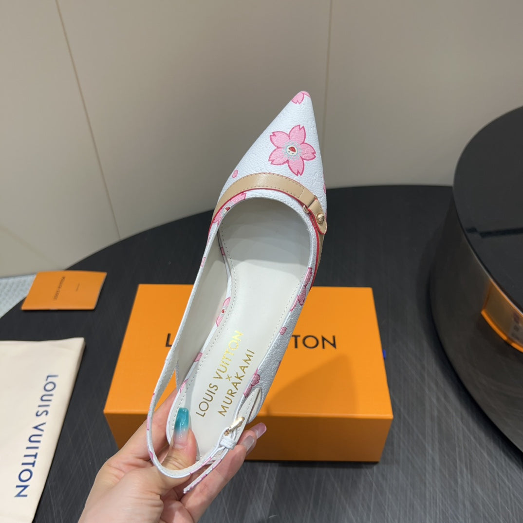 LOUIS VUITTON LV HIGH SLINGBACK 25S 55 MM IN WHITE CALFSKIN