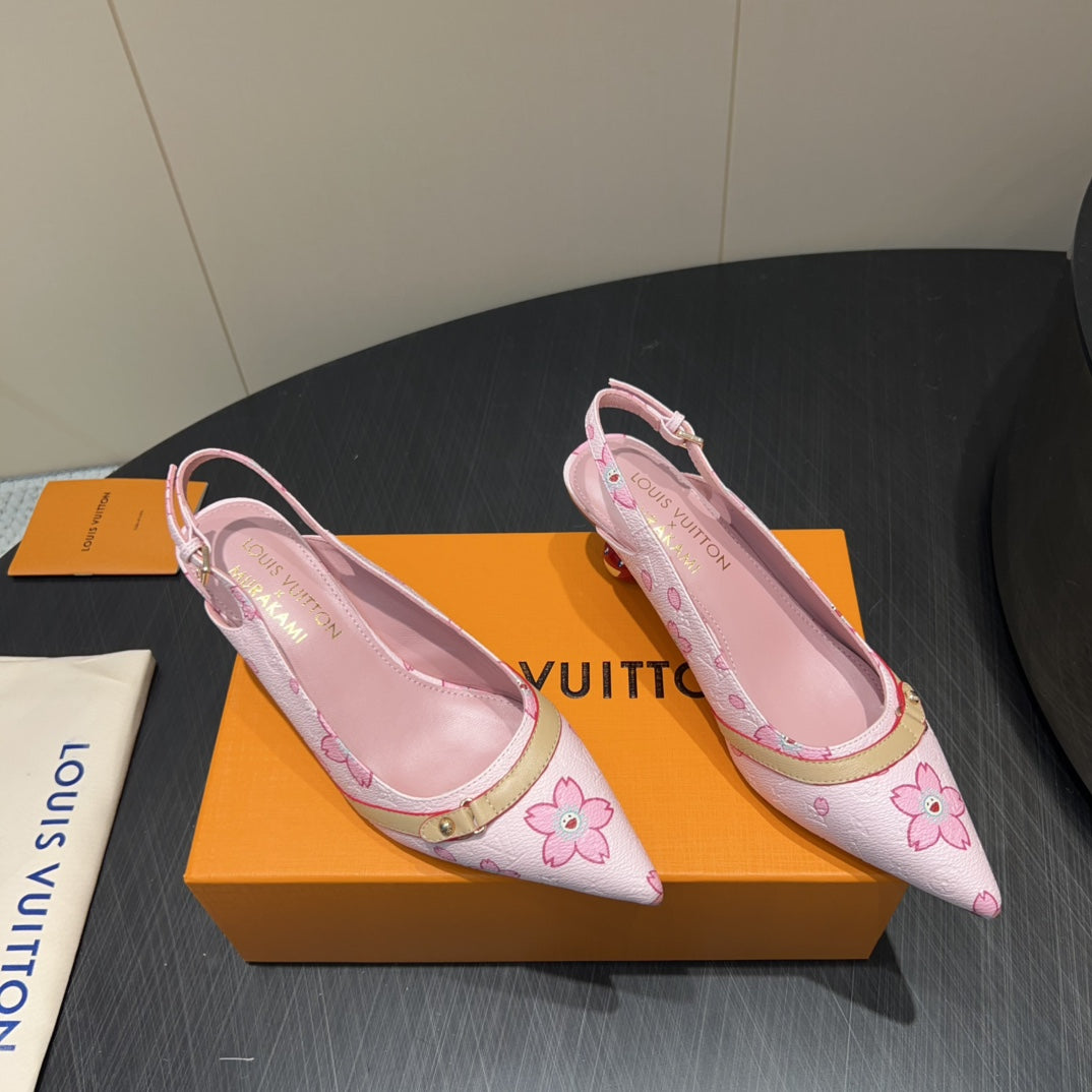 LOUIS VUITTON LV HIGH SLINGBACK LOGO PRINT 25S 55 MM IN LIGHT PINK CALFSKIN