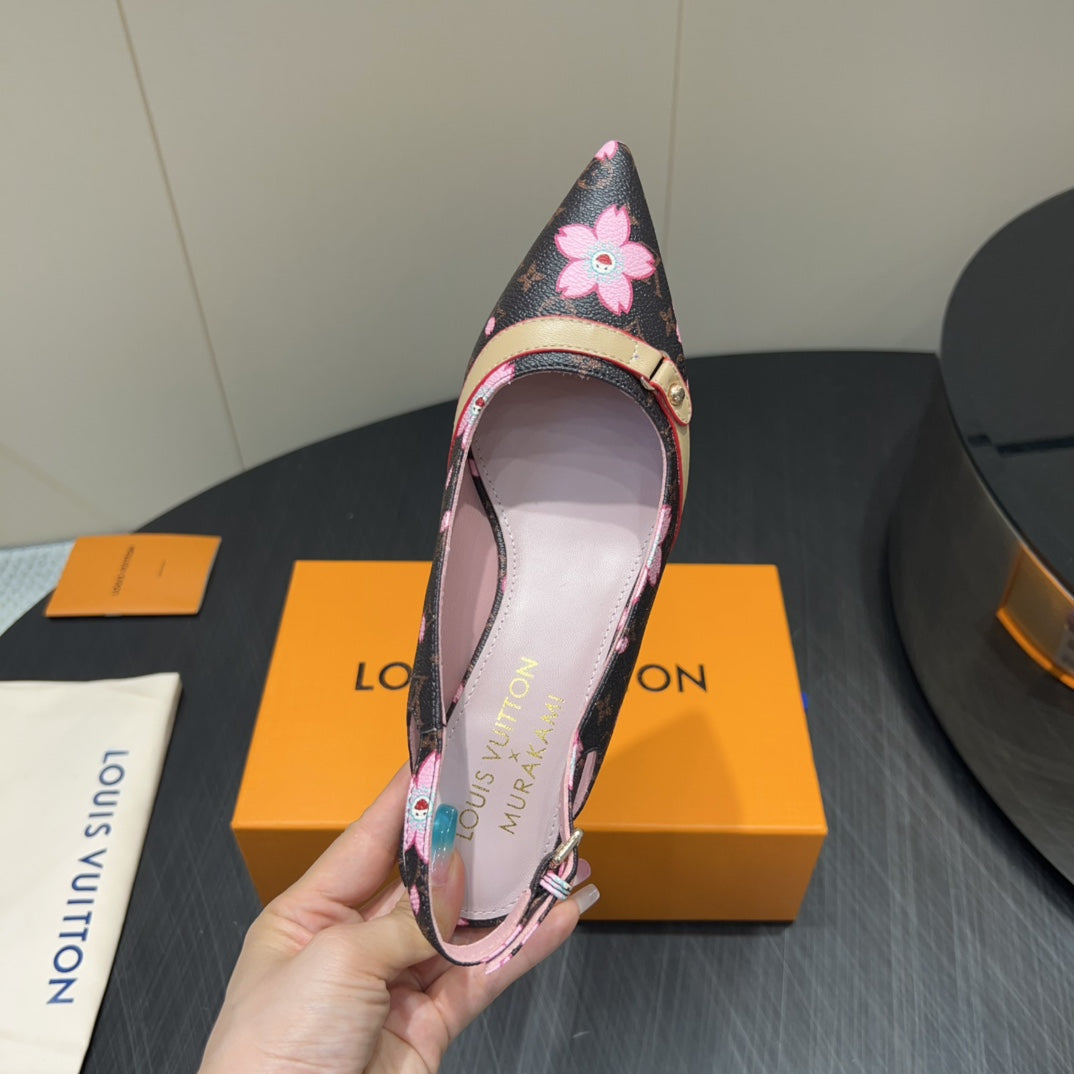 LOUIS VUITTON LV HIGH SLINGBACK LOGO PRINT 25S 55 MM IN DARK BROWN CALFSKIN