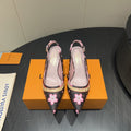 LOUIS VUITTON LV HIGH SLINGBACK LOGO PRINT 25S 55 MM IN DARK BROWN CALFSKIN