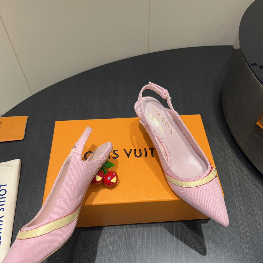 LOUIS VUITTON LV HIGH SLINGBACK 25S 55MM IN LIGHT PINK DENIM