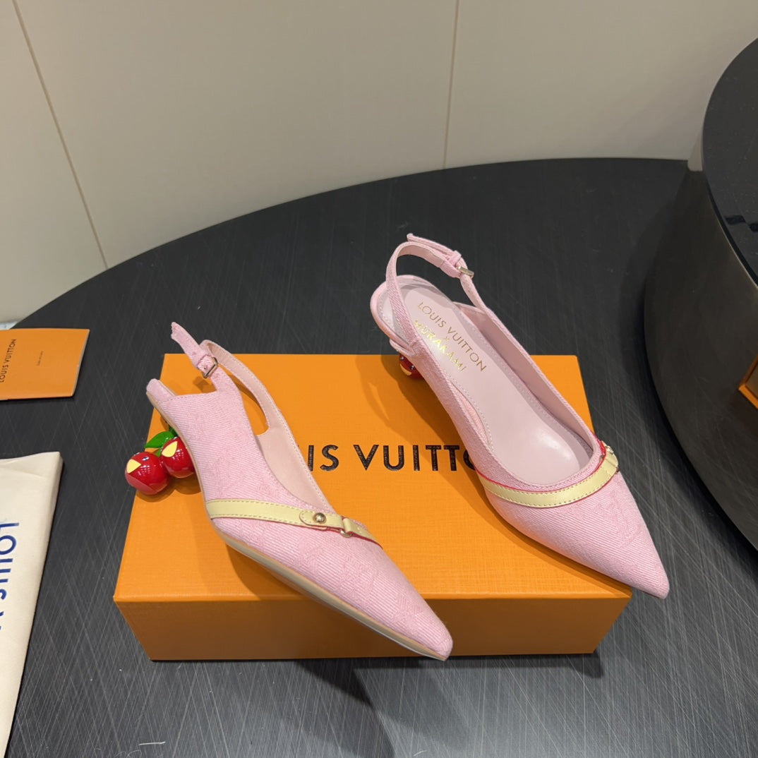 LOUIS VUITTON LV HIGH SLINGBACK 25S 55MM IN LIGHT PINK DENIM