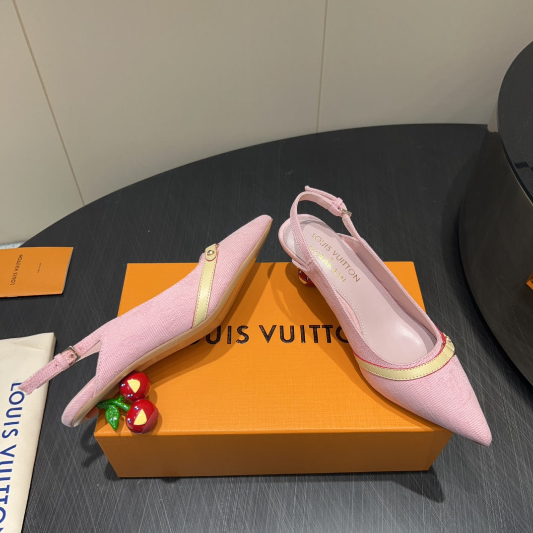 LOUIS VUITTON LV HIGH SLINGBACK 25S 55MM IN LIGHT PINK DENIM