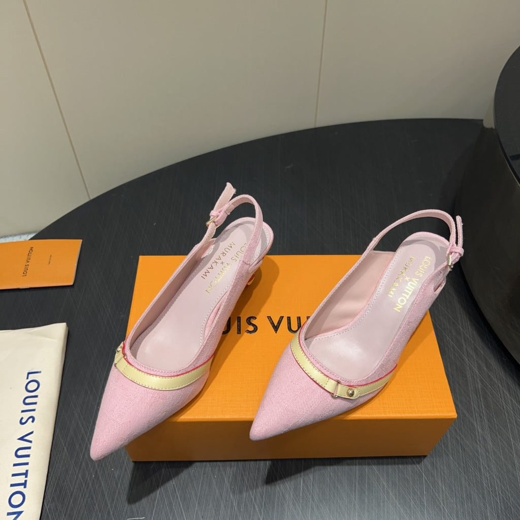 LOUIS VUITTON LV HIGH SLINGBACK 25S 55MM IN LIGHT PINK DENIM