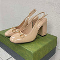 GUCCI WOMEN'S HORSEBIT SLINGBACK 95MM IN TAN BEIGE CALFSKIN