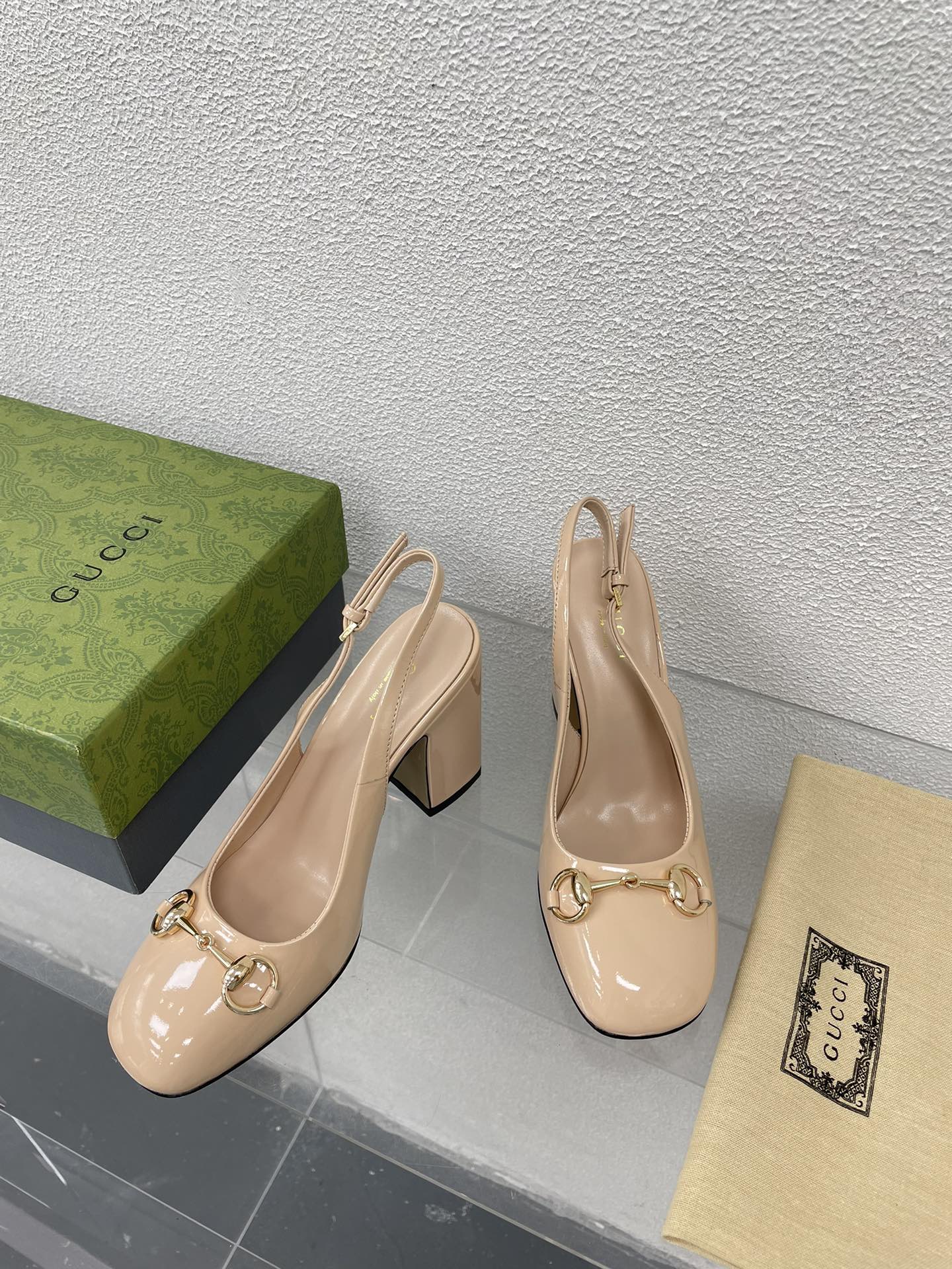 GUCCI WOMEN'S HORSEBIT SLINGBACK 95MM IN TAN BEIGE CALFSKIN