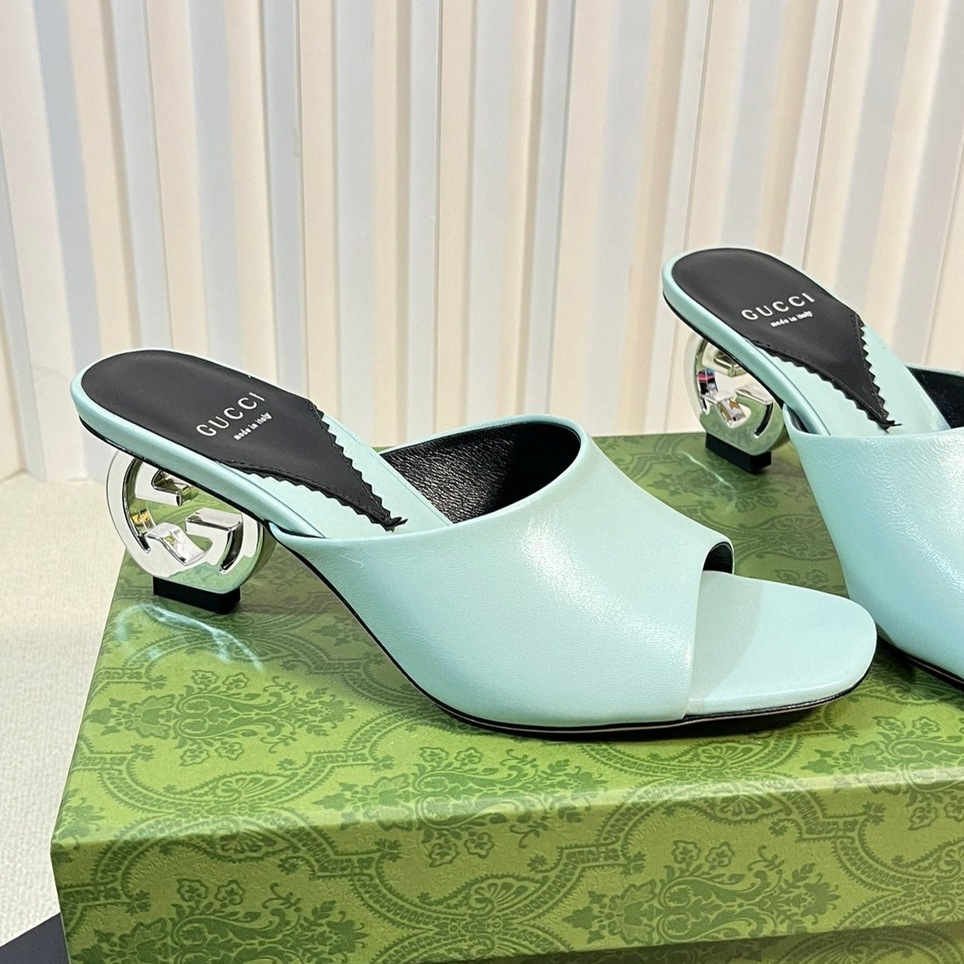 GUCCI Women's Heeled Sandals Vivid Sky Blue