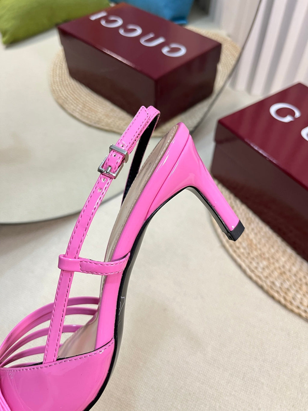 GUCCI SLINGBACK PUMP 6 CM IN FUSCIA PINK GLOSSY CALFSKIN