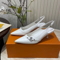 LOUIS VUITTON HIGH SLINGBACKS 5 CM IN WHITE CALFSKIN