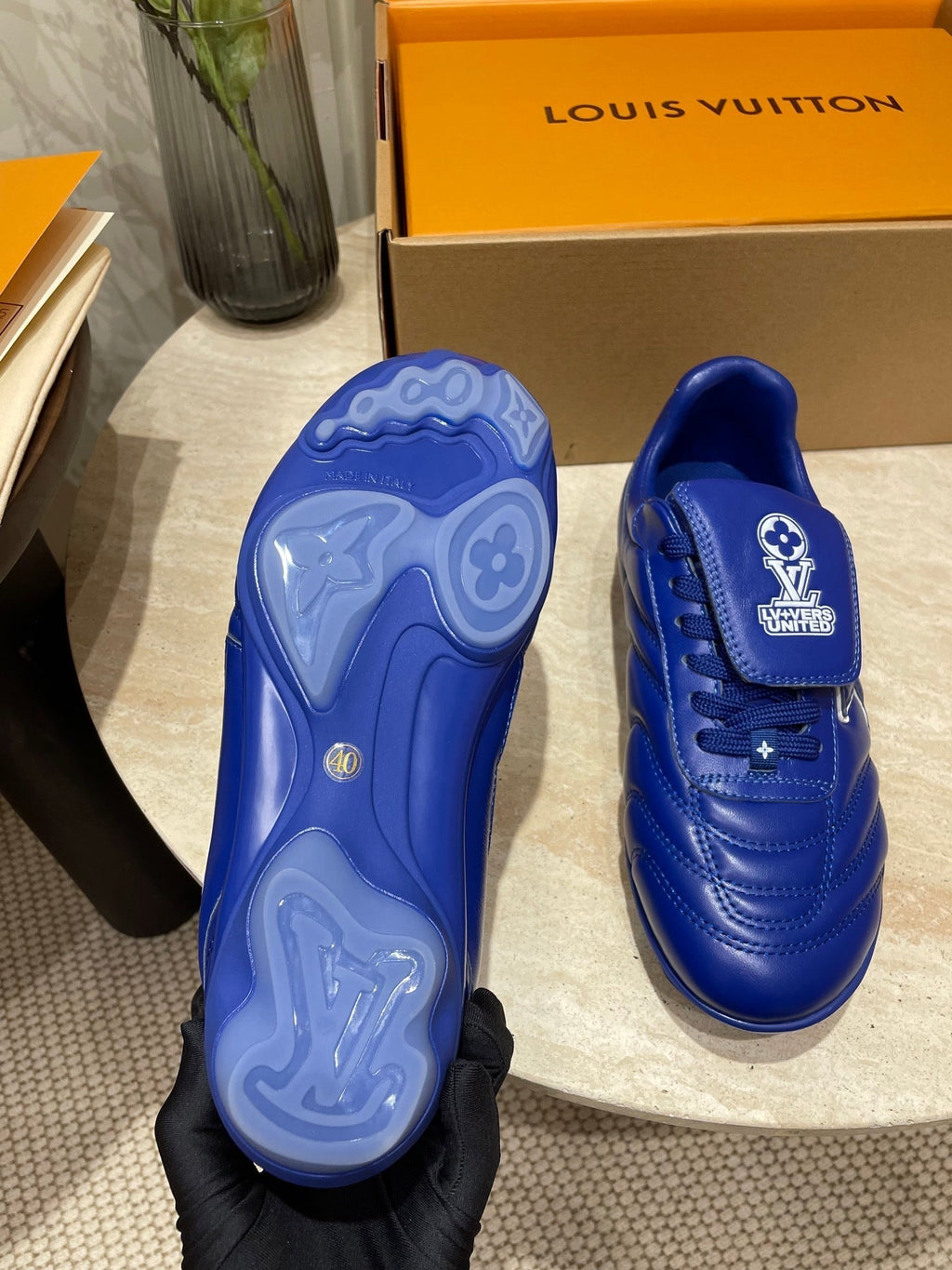 LOUIS VUITTON FOOTPRINT SOCCER SNEAKER IN COBALT BLUE CALFSKIN