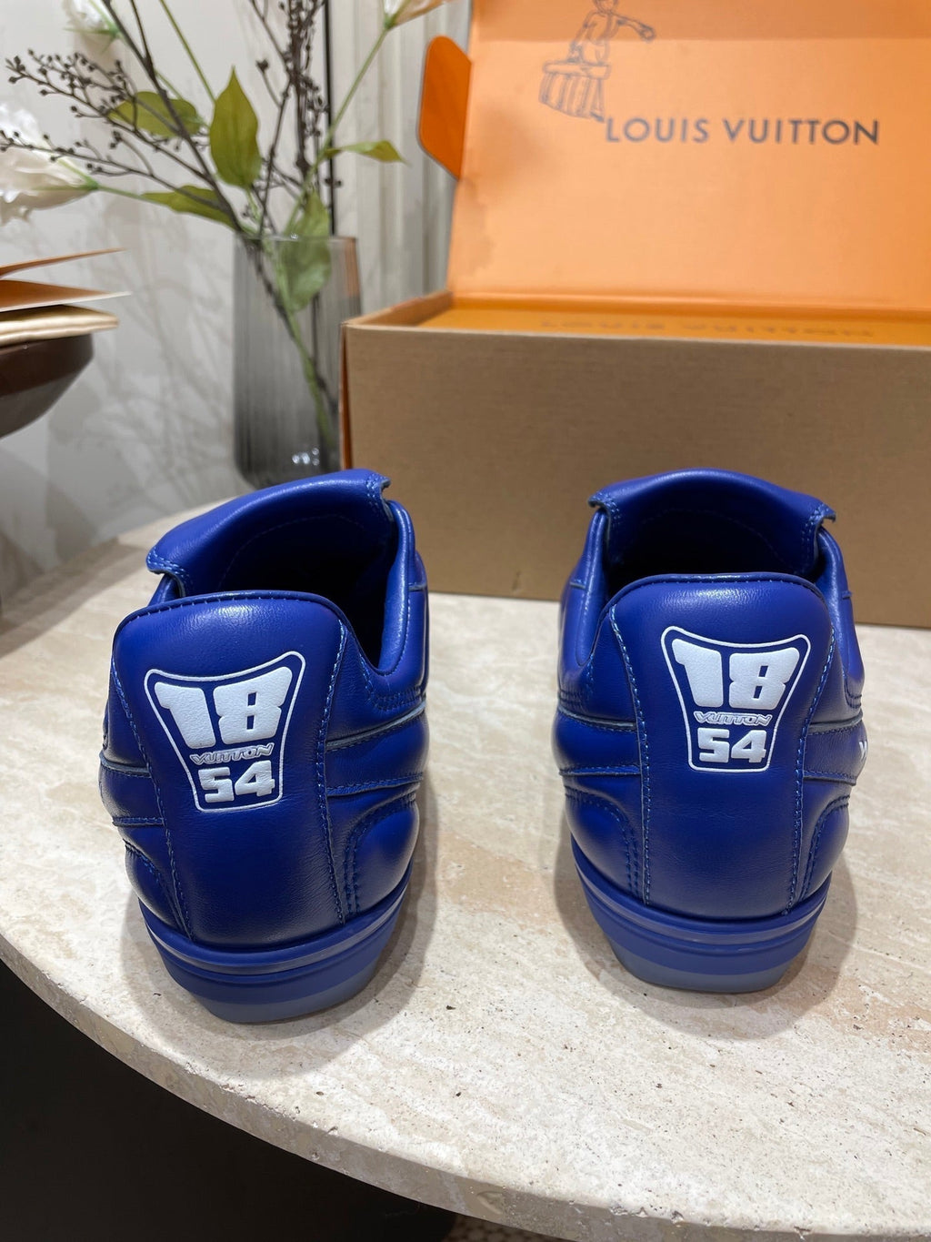 LOUIS VUITTON FOOTPRINT SOCCER SNEAKER IN COBALT BLUE CALFSKIN