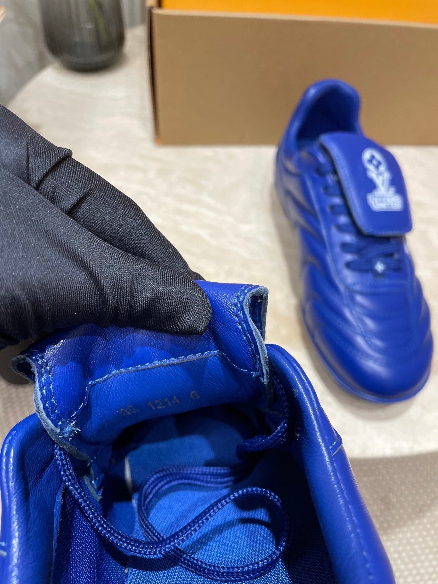 LOUIS VUITTON FOOTPRINT SOCCER SNEAKER IN COBALT BLUE CALFSKIN