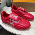 LOUIS VUITTON FOOTPRINT SOCCER SNEAKER IN CHERRY RED CALFSKIN
