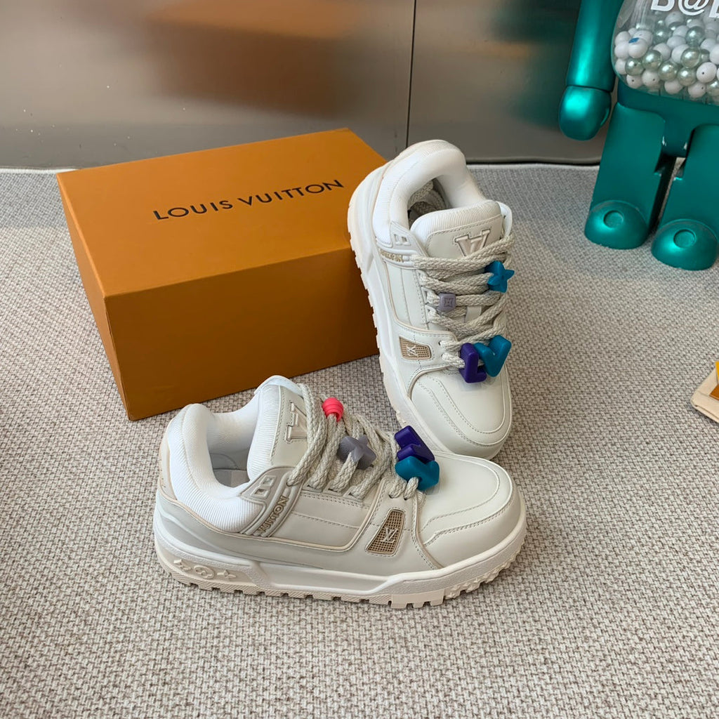 LOUIS VUITTON LV TRAINER MAXI SNEAKER IN WHITE CALFSKIN