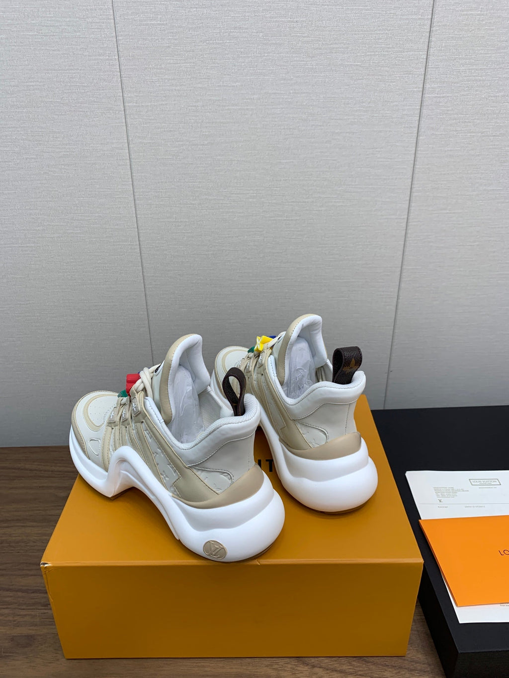 LOUIS VUITTON LV ARCHLIGHT SNEAKER BEIGE MIX CAMEL BROWN CALFSKIN