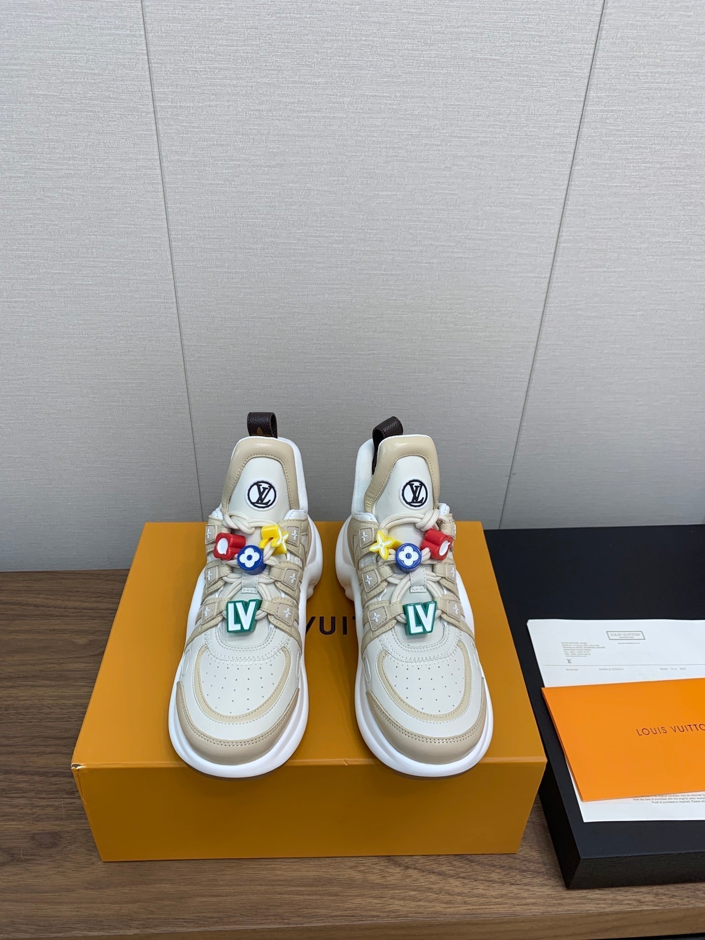 LOUIS VUITTON LV ARCHLIGHT SNEAKER BEIGE MIX CAMEL BROWN CALFSKIN